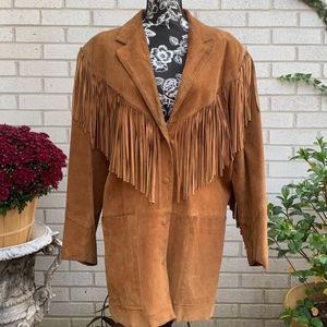 Western style long jacket with fringe